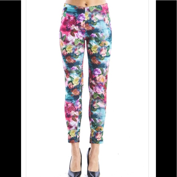 Pants - Ladies floral scuba pants with elastic waist